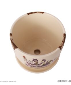 گلدان سرامیکی مدل سبد گل لبه طرح دار