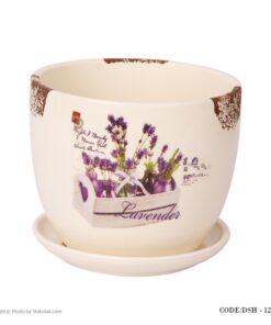 گلدان سرامیکی مدل سبد گل لبه طرح دار