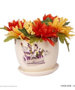 گلدان سرامیکی مدل سبد گل لبه طرح دار