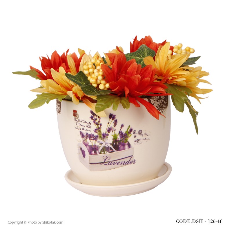 گلدان سرامیکی مدل سبد گل لبه طرح دار