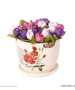 گلدان سرامیکی مدل گل سرخ لبه طرح دار