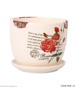 گلدان سرامیکی مدل گل سرخ لبه طرح دار