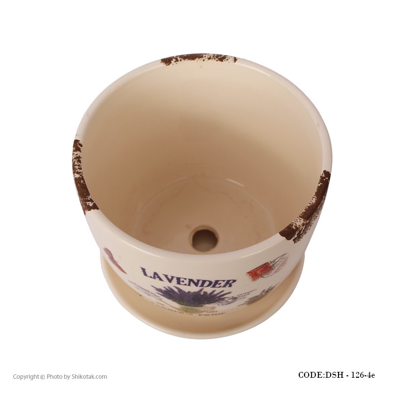 گلدان سرامیکی مدل لاوندر لبه طرح دار