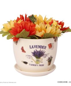 گلدان سرامیکی مدل لاوندر لبه طرح دار