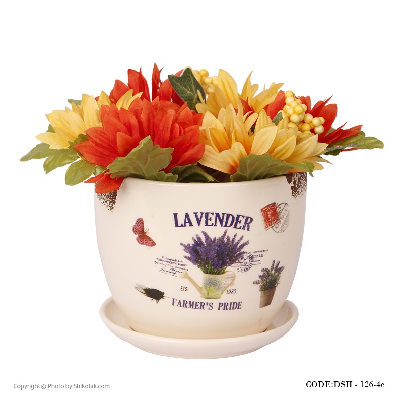 گلدان سرامیکی مدل لاوندر لبه طرح دار