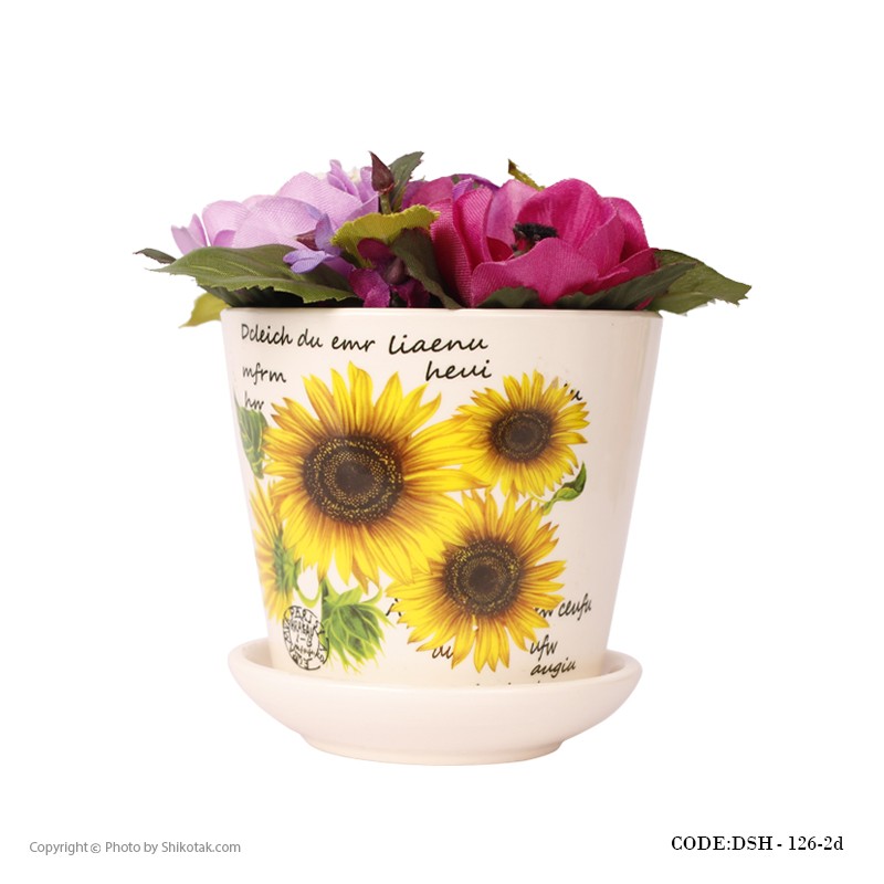 گلدان سرامیک طرح آفتاب گردان