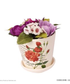 گلدان سرامیک طرح گل سرخ