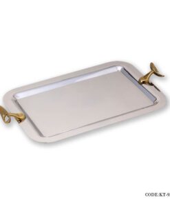 سینی مستطیلی تک استیل سری loop مدل 923 سیلور-طلایی