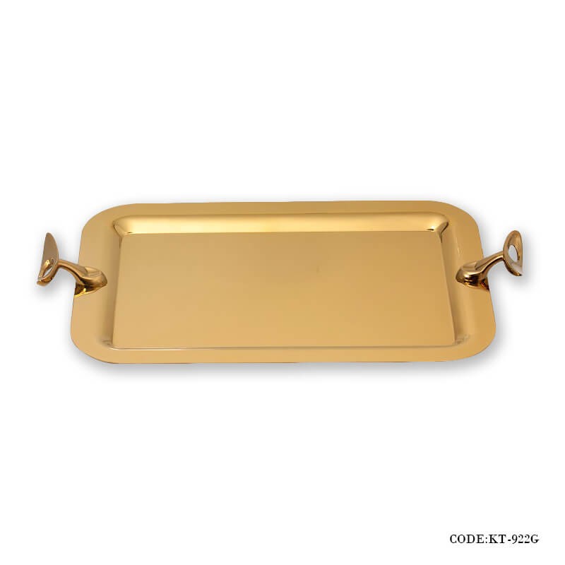 سینی مستطیلی تک استیل سری loop مدل 923 طلایی