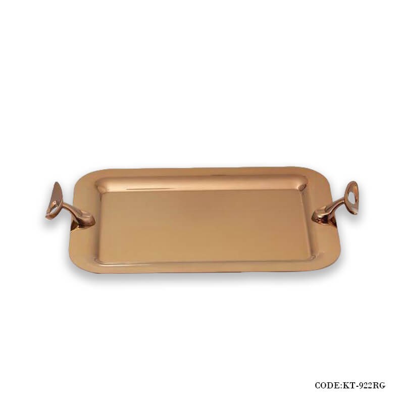 سینی مستطیلی تک استیل سری loop مدل 923 رز گلد