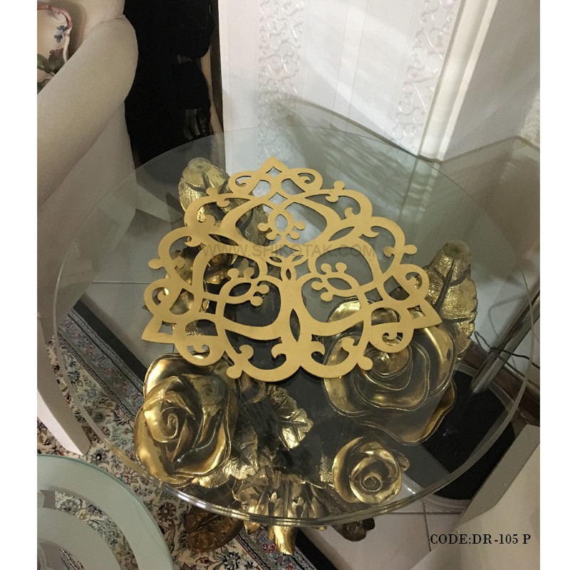 ست رانر و زیر بشقابی 6نفره طلایی مدل 105