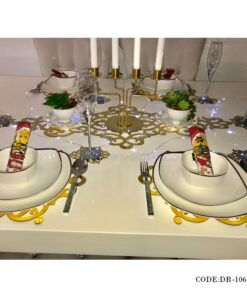 ست زیر بشقابی و رانر شش نفره طلایی مدل 106