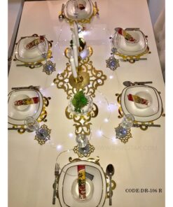 ست زیر بشقابی و رانر شش نفره طلایی مدل 106