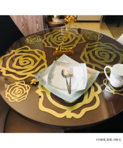 ست زیر بشقابی و زیر لیوانی شش نفره طلایی مدل 108