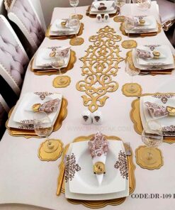 ست رومیزی ناهارخوری شش نفره طلایی مدل 109