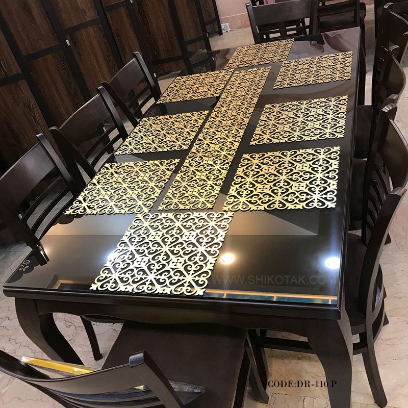 ست زیر بشقابی-رانر شش نفره طلایی مدل 110