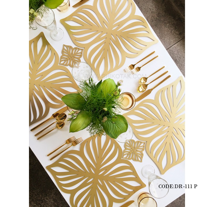 ست وسایل میز ناهارخوری شش نفره طلایی مدل 111