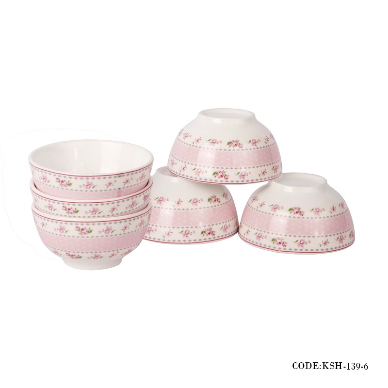 کاسه شش تایی آجیل خوری صورتی مدل آنجلا