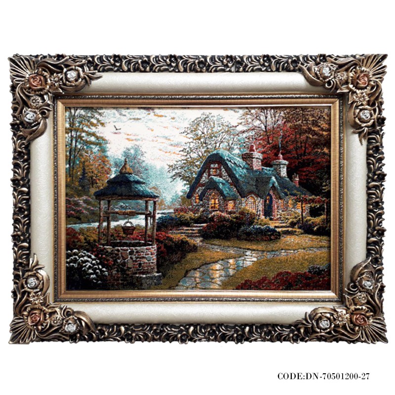 تابلو فرش رنگی طرح چاه آب