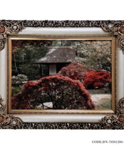 تابلو فرش رنگی طرح کلبه پاییزی