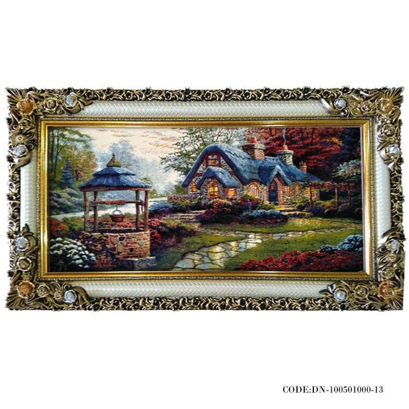 تابلوفرش ماشینی طرح منظره و چاه آب