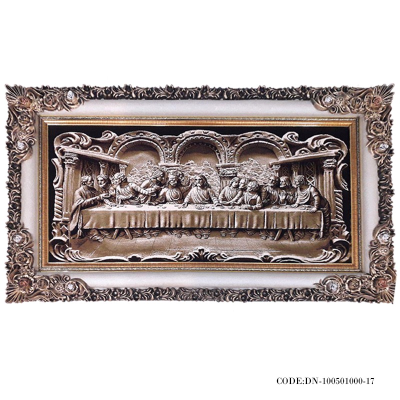 تابلوفرش کرم قهوه ای طرح شام آخر