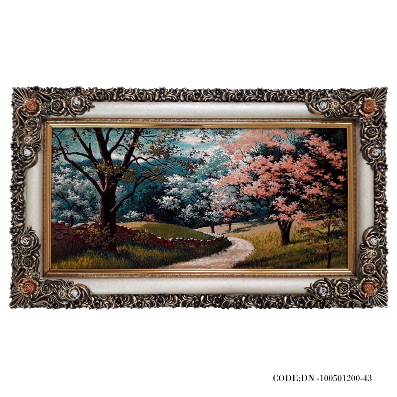 تابلوفرش ابریشم مصنوعی طرح بهار کوهستان