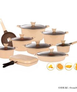 سرویس قابلمه گرانیتی 30 پارچه مدل اوشن کرم رنگ