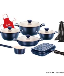 سرویس قابلمه گرانیتی 19 پارچه مدل پروانه سرمه ای