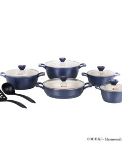 سرویس قابلمه گرانیتی 12 پارچه مدل هارمونی سرمه ای