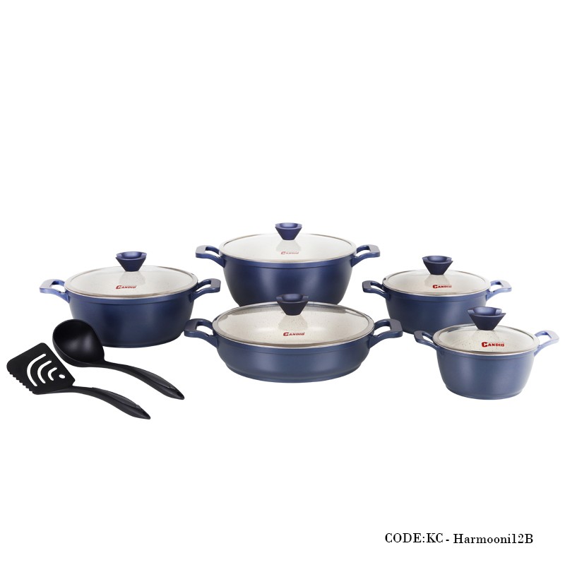 سرویس قابلمه گرانیتی 12 پارچه مدل هارمونی سرمه ای