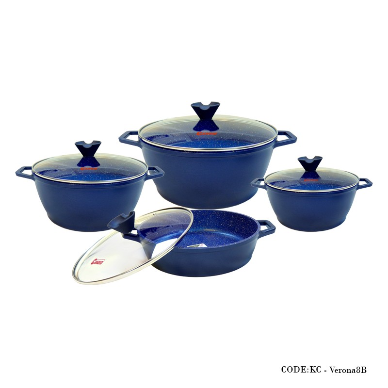 سرویس قابلمه گرانیتی 8 پارچه مدل ورونا سورمه ای