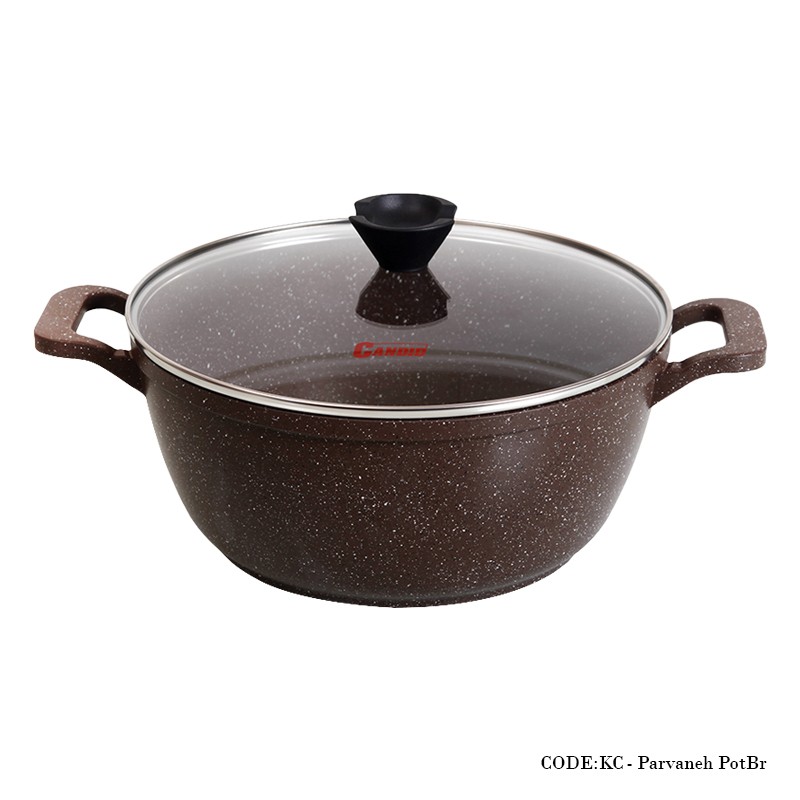 قابلمه گرانیتی 10 نفره سایز 32 مدل پروانه دورو قهوه ای