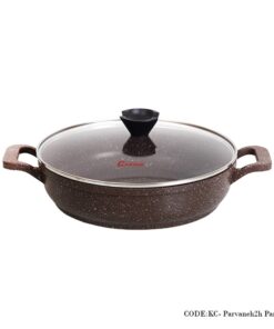 ماهیتابه دو دسته گرانیتی سایز 28 مدل پروانه دورو قهوه ای