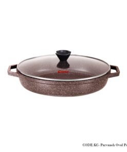 تابه بیضی گرانیتی دو دسته سایز 33 مدل سیلور دورو قهوه ای