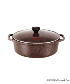 ماهیتابه روستر دو دسته گرانیتی سایز 33 مدل سیلور دورو قهوه ای