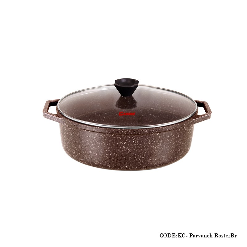 ماهیتابه روستر دو دسته گرانیتی سایز 33 مدل سیلور دورو قهوه ای