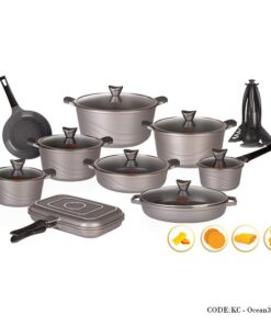 سرویس قابلمه گرانیتی 30 پارچه مدل اوشن دودی رنگ