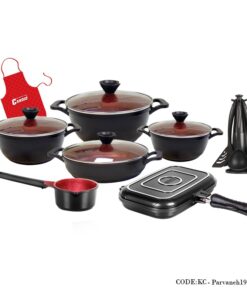 سرویس قابلمه گرانیتی 19 پارچه مدل پروانه مشکی