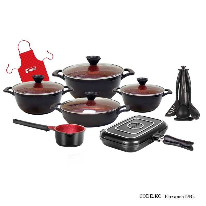 سرویس قابلمه گرانیتی 19 پارچه مدل پروانه مشکی