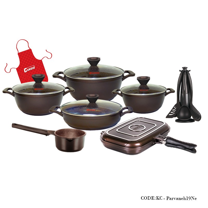 سرویس قابلمه گرانیتی 19 پارچه مدل پروانه نسکافه ای