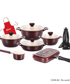 ست قابلمه گرانیتی 19 پارچه مدل پروانه زرشکی