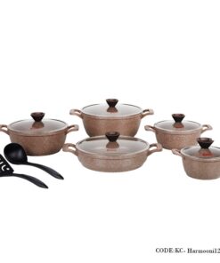 سرویس قابلمه گرانیتی 12 پارچه مدل هارمونی دورو قهوه ای
