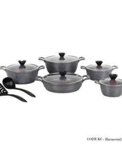 ست قابلمه گرانیتی 12 پارچه مدل هارمونی دورو خاکستری