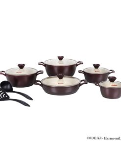 سرویس قابلمه گرانیتی 12 پارچه مدل هارمونی زرشکی