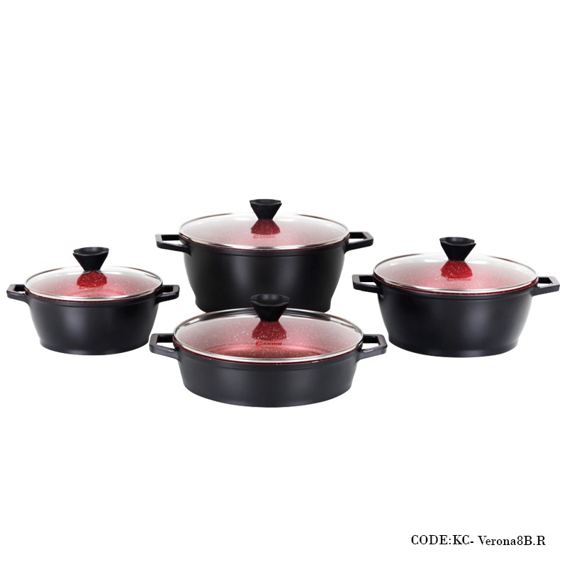 سرویس قابلمه گرانیتی 8 پارچه مدل ورونا مشکی