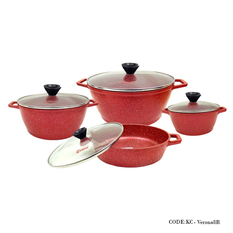 سرویس قابلمه گرانیتی 8 پارچه مدل ورونا قرمز
