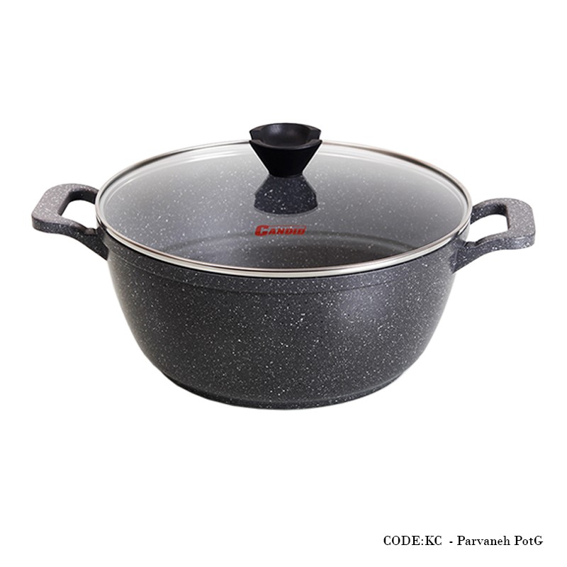 قابلمه گرانیتی 8 نفره سایز 28 مدل پروانه دورو خاکستری