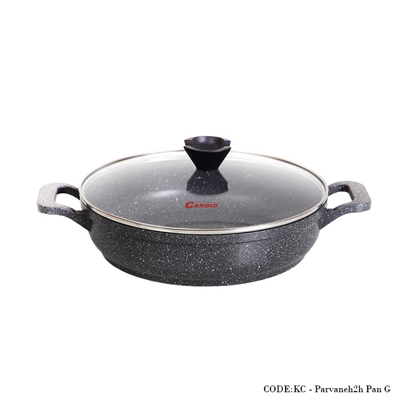 تابه دو دسته گرانیتی سایز 28 مدل پروانه دورو خاکستری