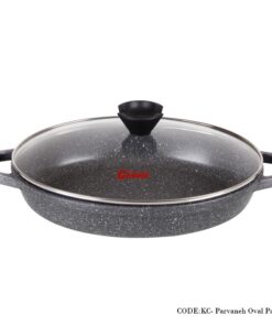 تابه گرانیتی بیضی دو دسته سایز 33 مدل سیلور دورو خاکستری